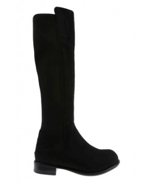 DGN 501-1557 Kadin Arkasi Stretch Yani Fermuarli Knee High Flats Çizme